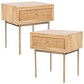 Load image into Gallery viewer, Martina Set of 2 Bedside Table 1 Drawer Storage Cabinet Solid Mango Wood Rattan
