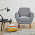 Load image into Gallery viewer, Lilliana 1 Seater Sofa Arm Chair Fabric Uplholstered Lounge Couch - Light Grey