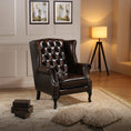 Load image into Gallery viewer, Max Chesterfield Winged Armchair Single Seater Sofa Genuine Leather Antique Brown