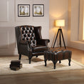 Load image into Gallery viewer, Max Chesterfield Winged Armchair Single Seater Sofa Genuine Leather Antique Brown