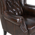 Load image into Gallery viewer, Max Chesterfield Winged Armchair Single Seater Sofa Genuine Leather Antique Brown