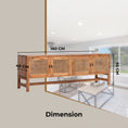 Load image into Gallery viewer, Jasmine ETU Entertainment TV Unit 160cm 4 Door Mindi Wood Rattan - Brown