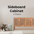 Load image into Gallery viewer, Jasmine Sideboard Buffet Table 160cm 4 Door Mindi Wood Rattan - Brown
