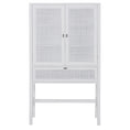Load image into Gallery viewer, Jasmine Tall Storage Cabinet 90cm 2 Door 1 Drawer Mindi Wood Rattan - White