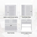 Load image into Gallery viewer, Jasmine Tall Storage Cabinet 90cm 2 Door 1 Drawer Mindi Wood Rattan - White