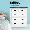 Load image into Gallery viewer, Orville Tallboy 5 Chest of Drawers Solid Wood Storage Cabinet - Multi Color