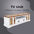 Load image into Gallery viewer, Orville ETU Entertainment TV Unit 214cm 2 Door Solid Acacia Timber - Multi Color