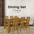 Load image into Gallery viewer, Birdsville 7pc Dining Set 190cm Table 6 PU Seat Chair Solid Mt Ash Wood - Brown