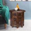 Load image into Gallery viewer, Scilla Rubber Wood Timber Round 45cm Side Table - Burnt Natural