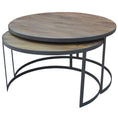 Load image into Gallery viewer, Nolana 2pc Mango Wood and Metal Round Nesting 80cm Coffee Table Set - Natural