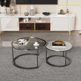 Load image into Gallery viewer, Interior Ave - Elle Luxe - Marble & Black Nested Coffee Table Set