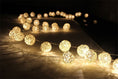 Load image into Gallery viewer, 1 Set of 20 LED Cream White 5cm Rattan Cane Ball Battery Powered String Lights Christmas Gift Home Wedding Party Bedroom Decoration Table Centrepiece