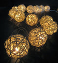 Load image into Gallery viewer, 1 Set of 20 LED Cream White 5cm Rattan Cane Ball Battery Powered String Lights Christmas Gift Home Wedding Party Bedroom Decoration Table Centrepiece
