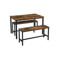 Load image into Gallery viewer, VASAGLE Industrial Rustic Brown Dining Table with 2 Benches