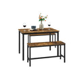 Load image into Gallery viewer, VASAGLE Industrial Rustic Brown Dining Table with 2 Benches