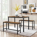 Load image into Gallery viewer, VASAGLE Industrial Rustic Brown Dining Table with 2 Benches