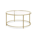 Load image into Gallery viewer, VASAGLE Round Glass Top Coffee Table with Metal Frame