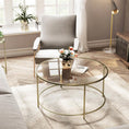 Load image into Gallery viewer, VASAGLE Round Glass Top Coffee Table with Metal Frame