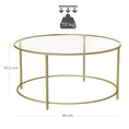 Load image into Gallery viewer, VASAGLE Round Glass Top Coffee Table with Metal Frame