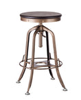 Load image into Gallery viewer, Industrial Wooden Height Adjustable Swivel Bar Stool - French Brass
