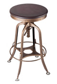 Load image into Gallery viewer, Industrial Wooden Height Adjustable Swivel Bar Stool - French Brass