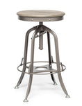 Load image into Gallery viewer, Industrial Height Adjustable Swivel Bar Stool with Oak Wood Top - Grey Finish