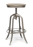 Load image into Gallery viewer, Industrial Height Adjustable Swivel Bar Stool with Oak Wood Top - Grey Finish
