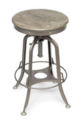 Load image into Gallery viewer, Industrial Height Adjustable Swivel Bar Stool with Oak Wood Top - Grey Finish