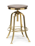 Load image into Gallery viewer, Industrial Height Adjustable Swivel Bar Stool with Oak Wood Top - Gold Finish