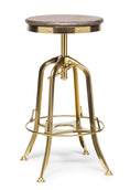 Load image into Gallery viewer, Industrial Height Adjustable Swivel Bar Stool with Oak Wood Top - Gold Finish