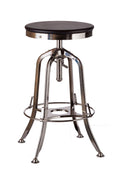 Load image into Gallery viewer, Industrial Wooden Height Adjustable Swivel Bar Stool - Nickel Black