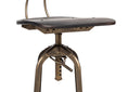 Load image into Gallery viewer, Industrial Wooden Height Adjustable Swivel Bar Stool Chair with Back - Dark French Brass