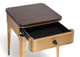Load image into Gallery viewer, Modern Bedside Table in Brass Finish with Storage Drawer and Wood Top