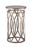 Load image into Gallery viewer, Round Iron Side Table with Cross Legs in Brass Finish