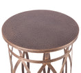 Load image into Gallery viewer, Round Iron Side Table with Cross Legs in Brass Finish