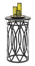 Load image into Gallery viewer, Black Round Iron Side Table with Cross Legs and Silver Finish Top