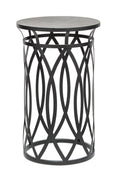Load image into Gallery viewer, Black Round Iron Side Table with Cross Legs and Silver Finish Top