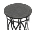 Load image into Gallery viewer, Black Round Iron Side Table with Cross Legs and Silver Finish Top