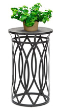 Load image into Gallery viewer, Black Round Iron Side Table with Cross Legs and Gold Finish Top