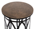 Load image into Gallery viewer, Black Round Iron Side Table with Cross Legs and Gold Finish Top