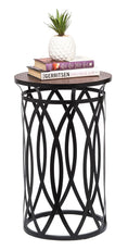 Load image into Gallery viewer, Black Round Iron Side Table with Cross Legs and Copper Finish Top
