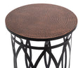 Load image into Gallery viewer, Black Round Iron Side Table with Cross Legs and Copper Finish Top