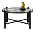 Load image into Gallery viewer, Modern Black Round Coffee Table with Silver Finish Engraved Top