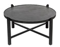 Load image into Gallery viewer, Modern Black Round Coffee Table with Silver Finish Engraved Top