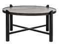 Load image into Gallery viewer, Modern Black Round Coffee Table with Silver Finish Engraved Top