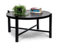 Load image into Gallery viewer, Modern Black Round Coffee Table with Copper Finish Engraved Top