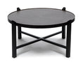 Load image into Gallery viewer, Modern Black Round Coffee Table with Copper Finish Engraved Top