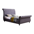 Load image into Gallery viewer, Queen Size Sleigh Bedframe Velvet Upholstery Grey Colour Tufted Headboard And Footboard Deep Quilting