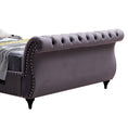 Load image into Gallery viewer, Queen Size Sleigh Bedframe Velvet Upholstery Grey Colour Tufted Headboard And Footboard Deep Quilting
