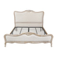 Load image into Gallery viewer, King Size Bed Frame Linen Fabric Beige Oak Wood White Washed Finish Slat Base Mattress Support